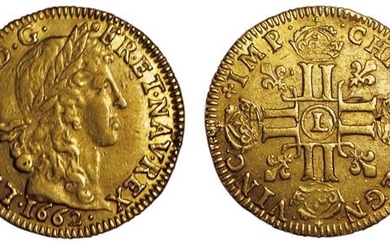 Louis XIV. Louis d'or au buste juvénile 1662 L. Ba…