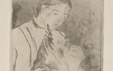 MATHILDE FEEDING A DOG (NO. 2) (B. 86), Mary Cassatt