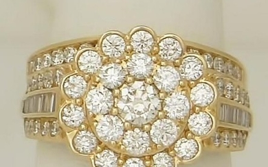 NEW 14k YELLOW GOLD 2.00ct ROUND DIAMOND FLOWER HALO