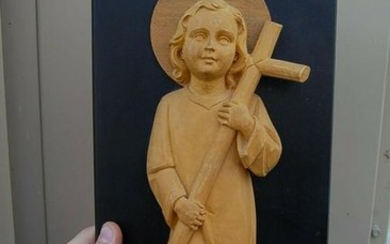 Older Hand Carved Wood Plaque of The Child Jesus (Hand