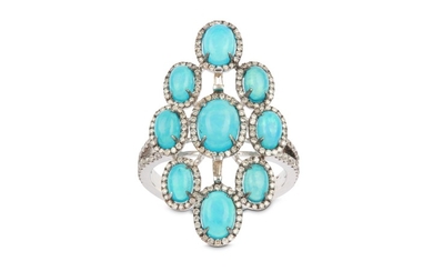 An opal and diamond dress ring Set with...