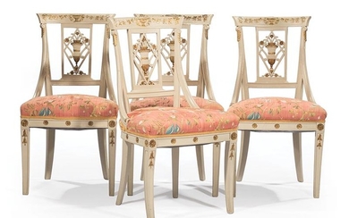 Painted and Parcel Gilt Side Chairs