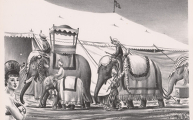 Raymond Creekmore Litho [Elephants, Circus]