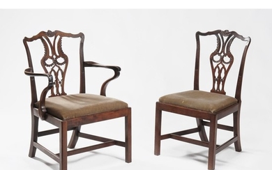 A set of nine George III mahogany dining chairs