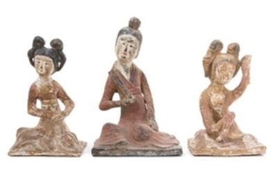 * Three Painted Pottery Figures of Musicians