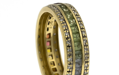 Tourmaline diamond ring GG / WG 585/000 with square