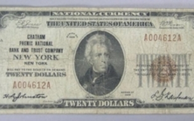 Twenty Dollar U.S. Note from Chatham Phenix National