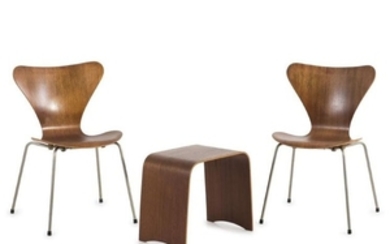 Two '3107' chairs, 1952-55 and a '4515' stool, 1958