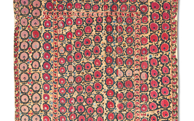 An Ura Tube silk embroidered linen panel (susani), Central Asia, 19th Century