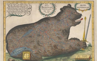 Very Rare Zoomorphic Map, "Nova Ditionis Bernensis Tabula Geographica Ursi Effigie Delineata / Ursus Nuithonicus"