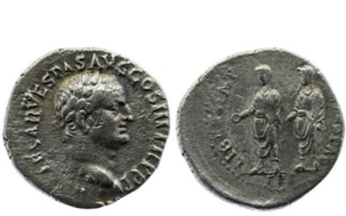 Vespasien. 69 79 Ap. J C. Denier AR. 3,18g. Sa t…