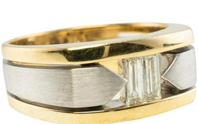 Wedding Band Diamond Ring 14K Yellow White Gold Men