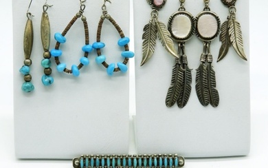 (6) Southwest Vintage Earrings & Brooch 925