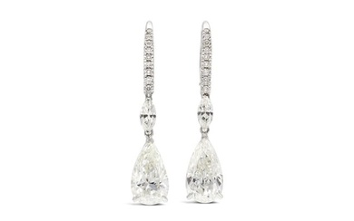 6.00 Carat GIA Certified Pear Shaped Diamond Dangle Earrings