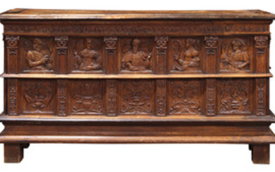 Gothic Revival quartersawn oak cabinet, second half 19th century, having a rectangular top, above two side doors opening to a slidin...