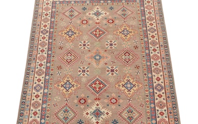 6'2 x 8'10 Hand-Knotted Afghan Kazak-Style Area Rug