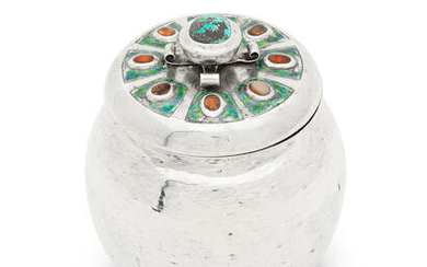 LIBERTY & CO: A silver and enamel cannister