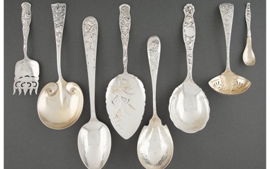 74256: Eight American Silver Serving Pieces with Floral