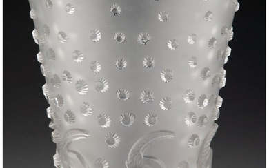 79456: R. Lalique Clear and Frosted Glass Ajaccio Vase