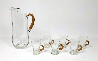 7pc Carl Aubock Style Pitcher and Glasses. Crystal Drin