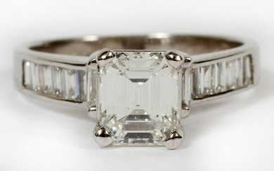 1.16 EMERALD CUT DIAMOND AND 18KT WHITE GOLD RING