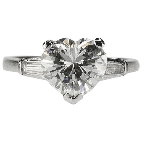 GIA 2.52 Carat Heart Shape Diamond in Platinum Ring