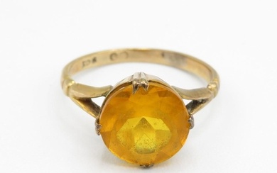 9ct gold antique citrine paste single stone ring (2.5g) Size...