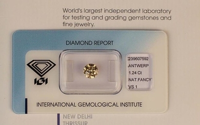 A 1.24 Carat Natural Fancy Yellow-Brown Diamond, round brilliant cut along with International Gemolo