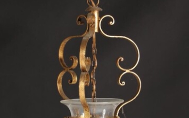 A 19th century bronze hall lantern with clear glass. H. 66. Diam....