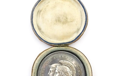 A 19thC white metal Arts and Commerce Promoted medal / medallion awarded 'To Miss C. Depree.