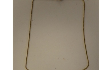 A 9ct gold, fine box link necklace, suspending an enamelled ...