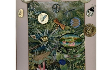 A CARD OF DIV 1 & 3 ASSORTED MATERIAL INSECT BUTTONS