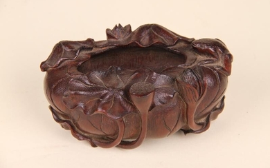 A CARVED BAMBOO 'LOTUS' WASHER.QING PERIOD