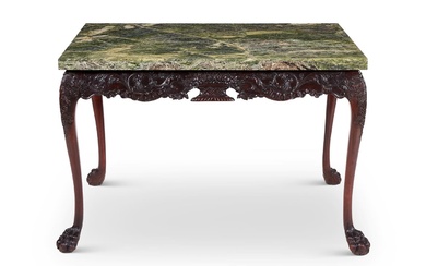 A CARVED MAHOGANY CONSOLE TABLE IN THE GEORGE II IRISH STYLE, LATE 19TH CENTURY