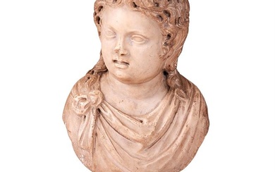 A CARVED MARBLE BUST OF A YOUNG BOY IN THE 2ND CENTURY ROMAN MANNER, POSSIBLY ITALIAN GRAND TOUR