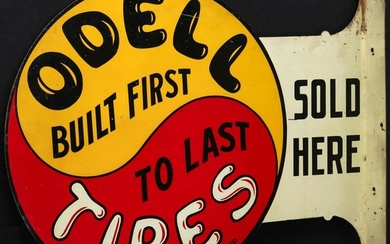 A COLORFUL FLANGE SIGN FOR ODELL TIRES, SOUTH BEND IND