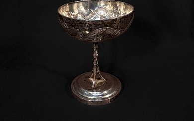 A Chinese Export Silver goblet, with shallow circular bowl e...