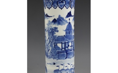 A Chinese porcelain blue and white sleeve vase, 19th century...