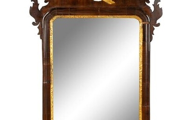A Chippendale Parcel-Gilt Mahogany Mirror Height 32 x