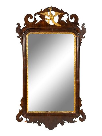 A Chippendale Parcel-Gilt Mahogany Mirror Height 32 x