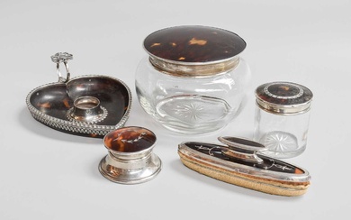 A Collection of Assorted Silver and Tortoiseshell Dressing-Table Items, comprising...