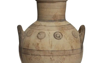 A Cypriot buff pottery Bichrome Ware amphora Cypro-Archaic, 750-475 B.C. The cylindrical...