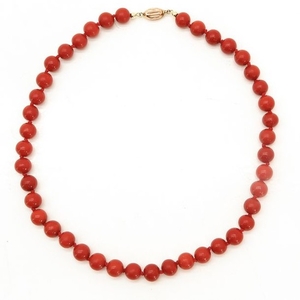 A Deep Color Red Coral Necklace