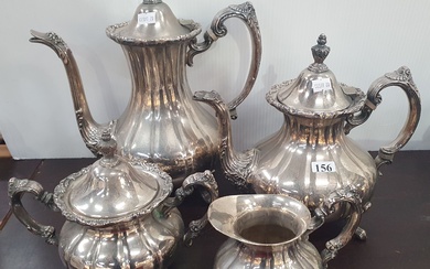 A FOUR PIECE SILVERPLATED TEA AND COFFEE SET