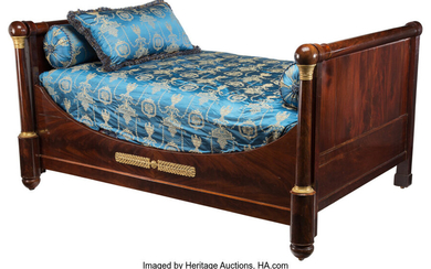A French Empire Mahogany Day Bed with Gilt Bronze Mounts (19th century)