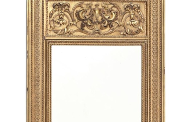 A French Louis XVI giltwood mantel mirror. Late 18th century....