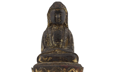 A GILT-LACQUERED BRONZE FIGURE OF SEATED GUANYIN MING DYNASTY (1368-1644)