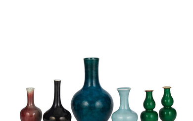 A GROUP OF SIX CHINESE MONOCHROME GLAZED VASES 18th/19th century