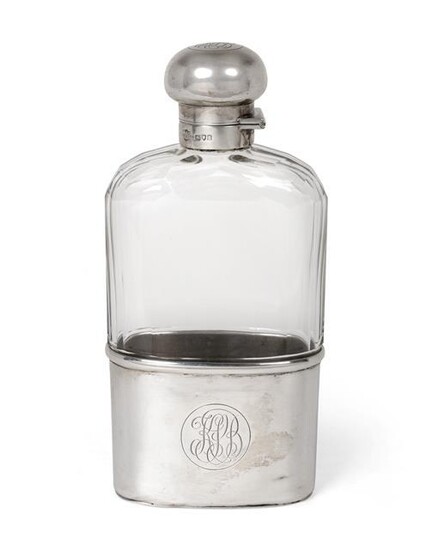 A George V Silver-Mounted Cut-Glass Flask, by Samuel Summers and...