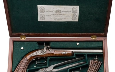 A German pair of cased percussion pistols, Carl Daniel Tanner & Son of Hannover, after 1854